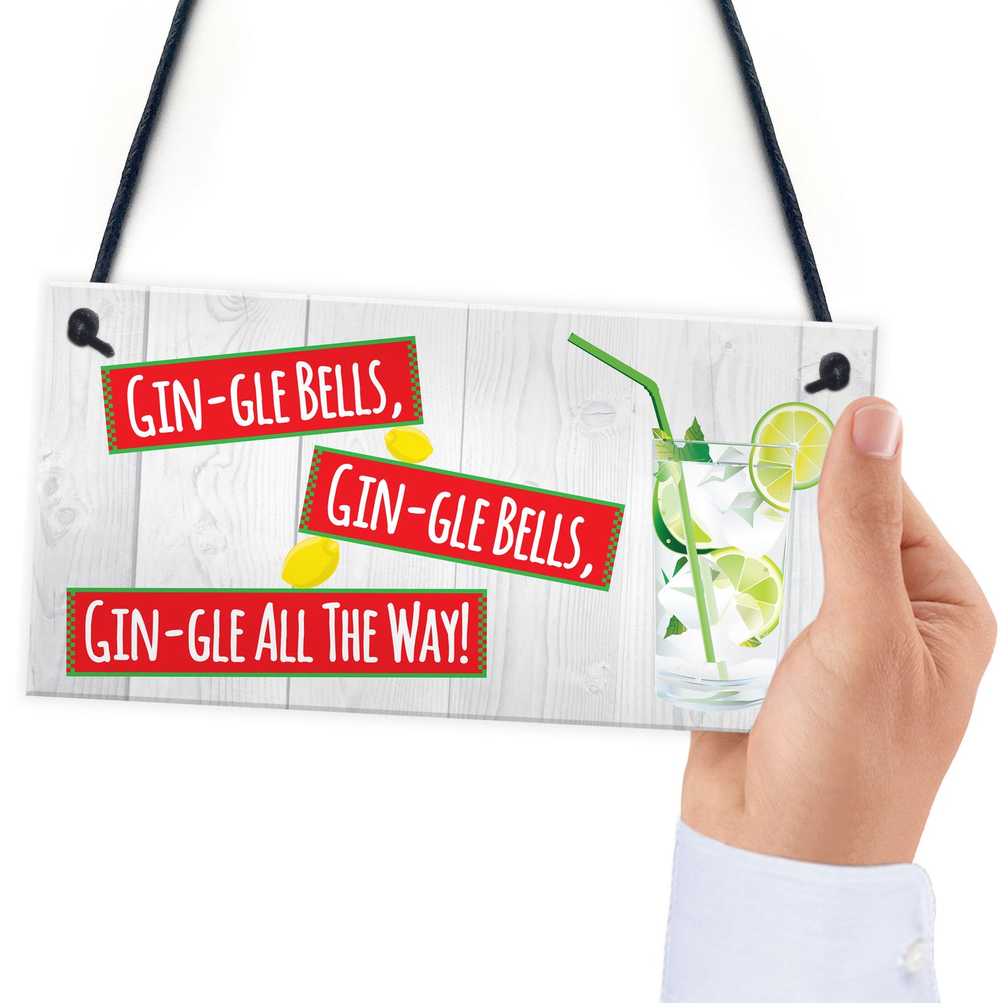 Gin-gle Bells Funny Alcohol Christmas Gin Gift Hanging Plaque