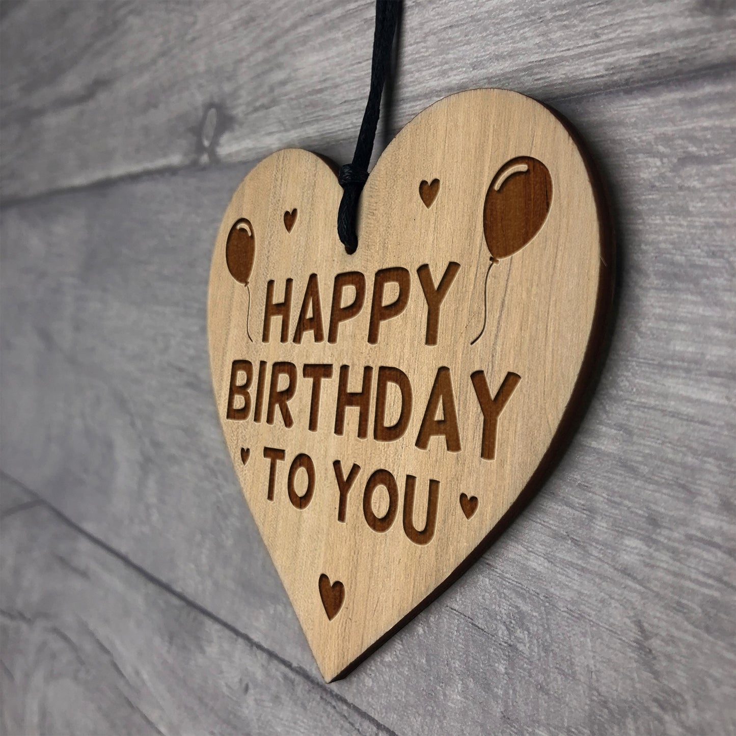 Birthday Gift For Him Her Wood Engraved Heart HAPPY BIRTHDAY