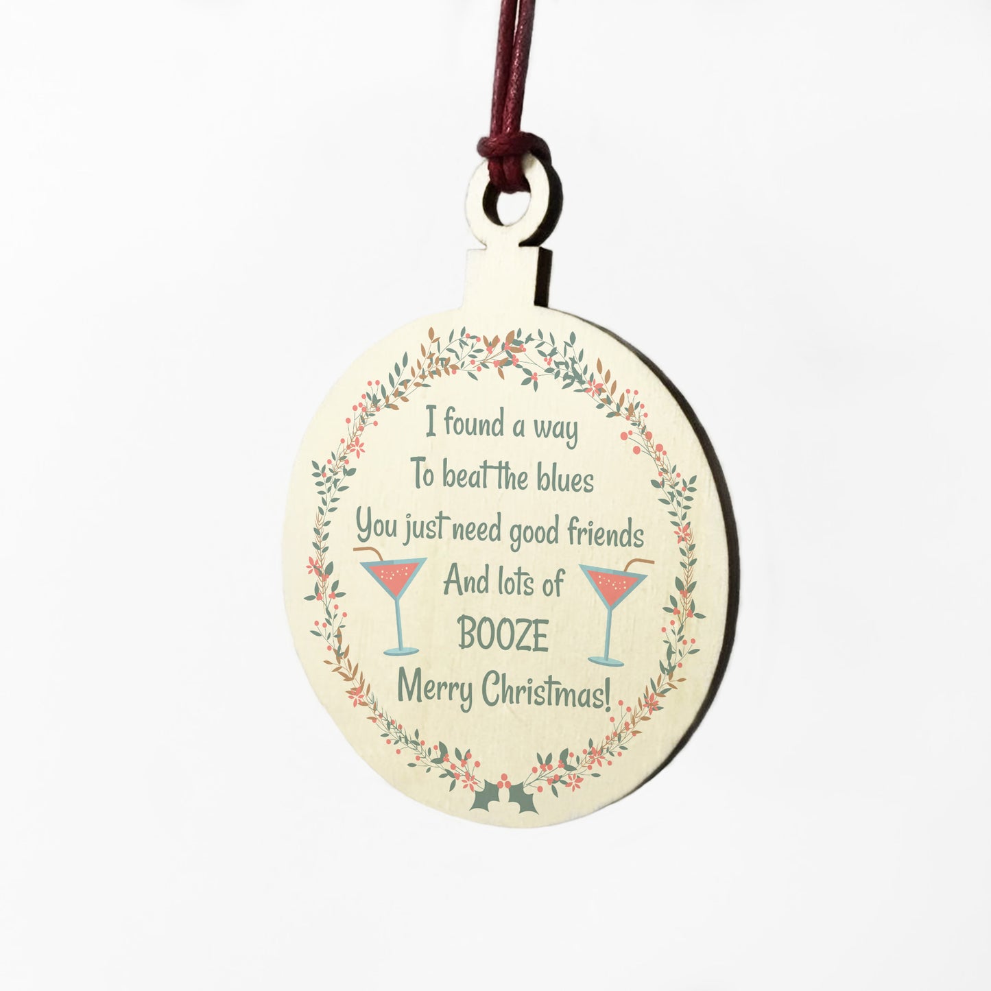 Merry Christmas Gift For Best Friend Hanging Wood Bauble Funny