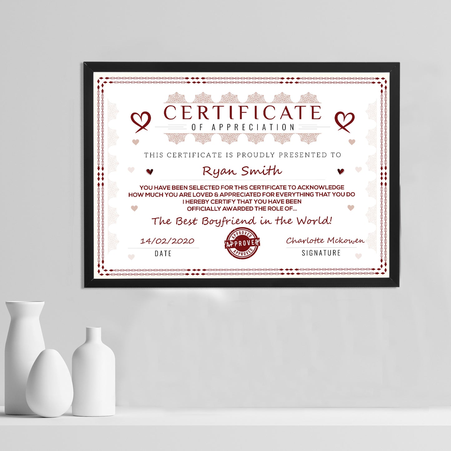 Funny Valentines Gift For Boyfriend Personalised Framed Print