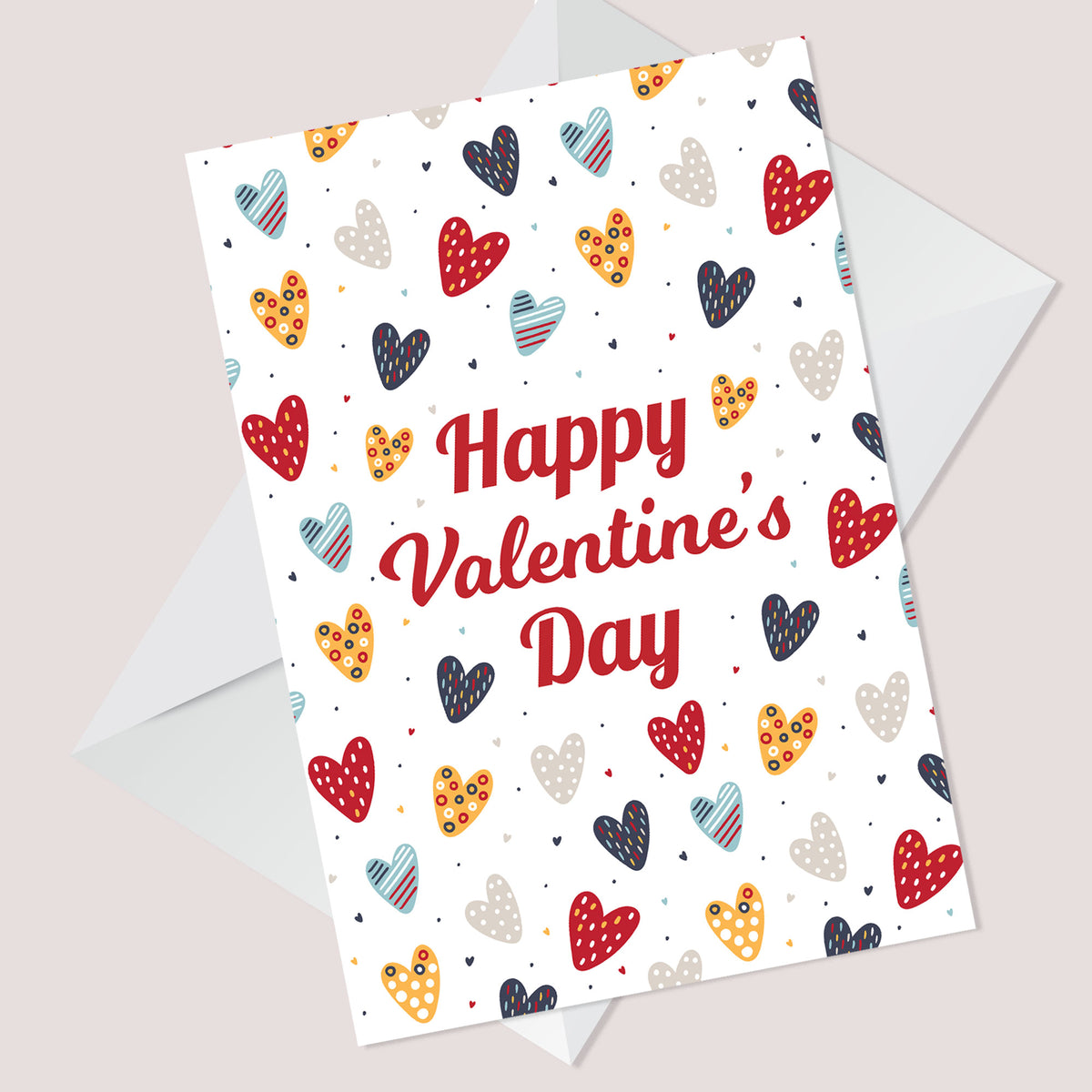 Happy Valentine's Day Card For Girlfriend Wife Cute Hearts