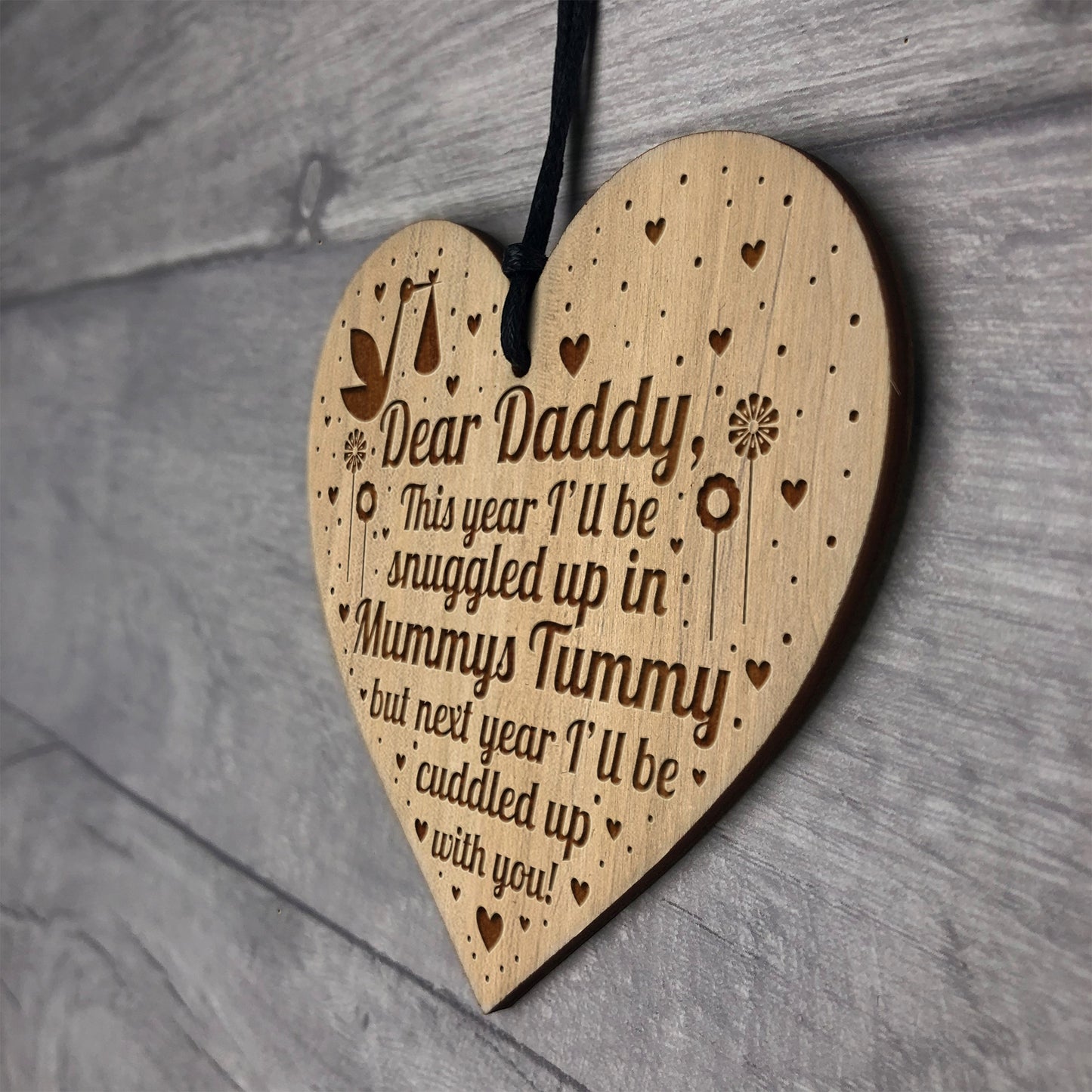 Daddy To Be Sign Baby Shower Gift Engraved Heart Bump Gifts