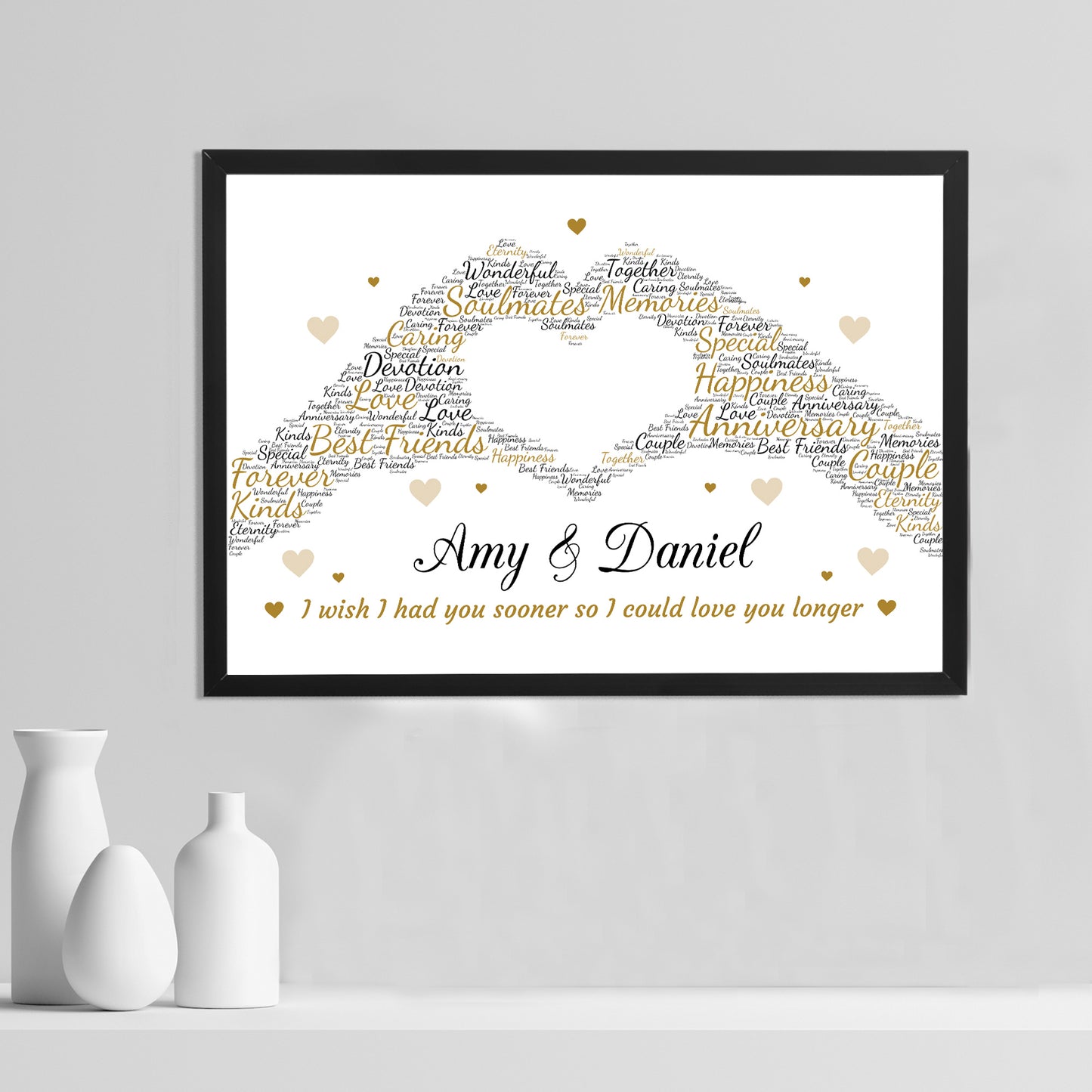 Personalised Word Art Wedding Anniversary Print Frame Gift