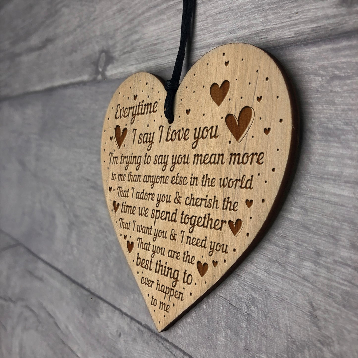 Boyfriend Girlfriend Gift I LOVE YOU Engraved Heart Husband Wife