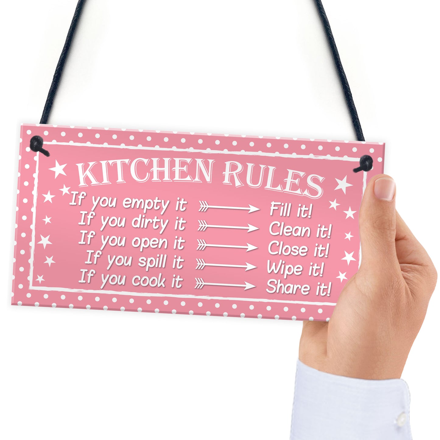 Kitchen Rules Polka Dot Funny Home Decorative Hanging Plaque