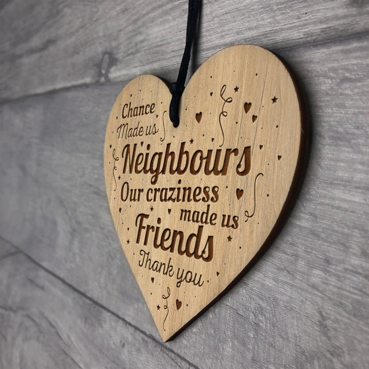 New Home Gift Friendship Sign Engraved Heart Neighbour Gift