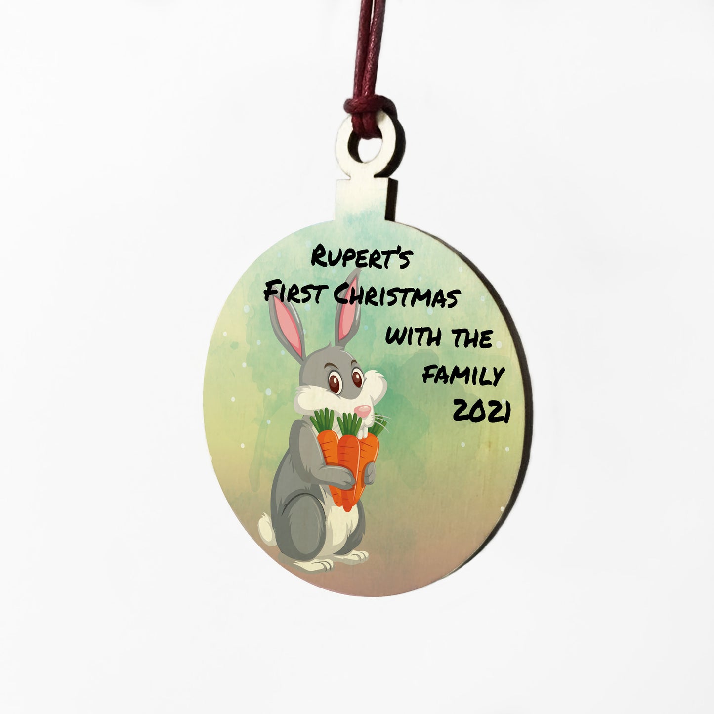Rabbit 1st Christmas Bauble Hanging Tree Decoration Personalised