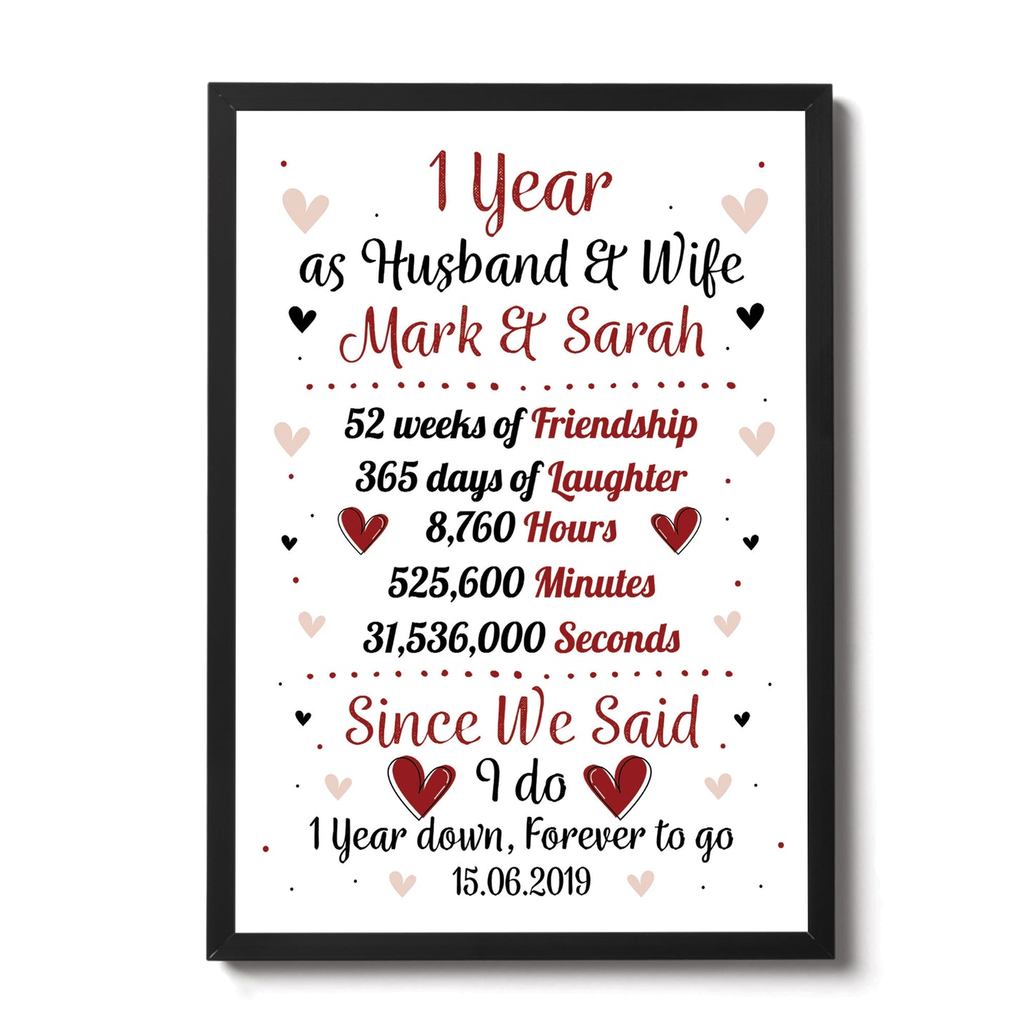 Personalised Wedding Gift 1st Year Anniversary Husband Wife Gift