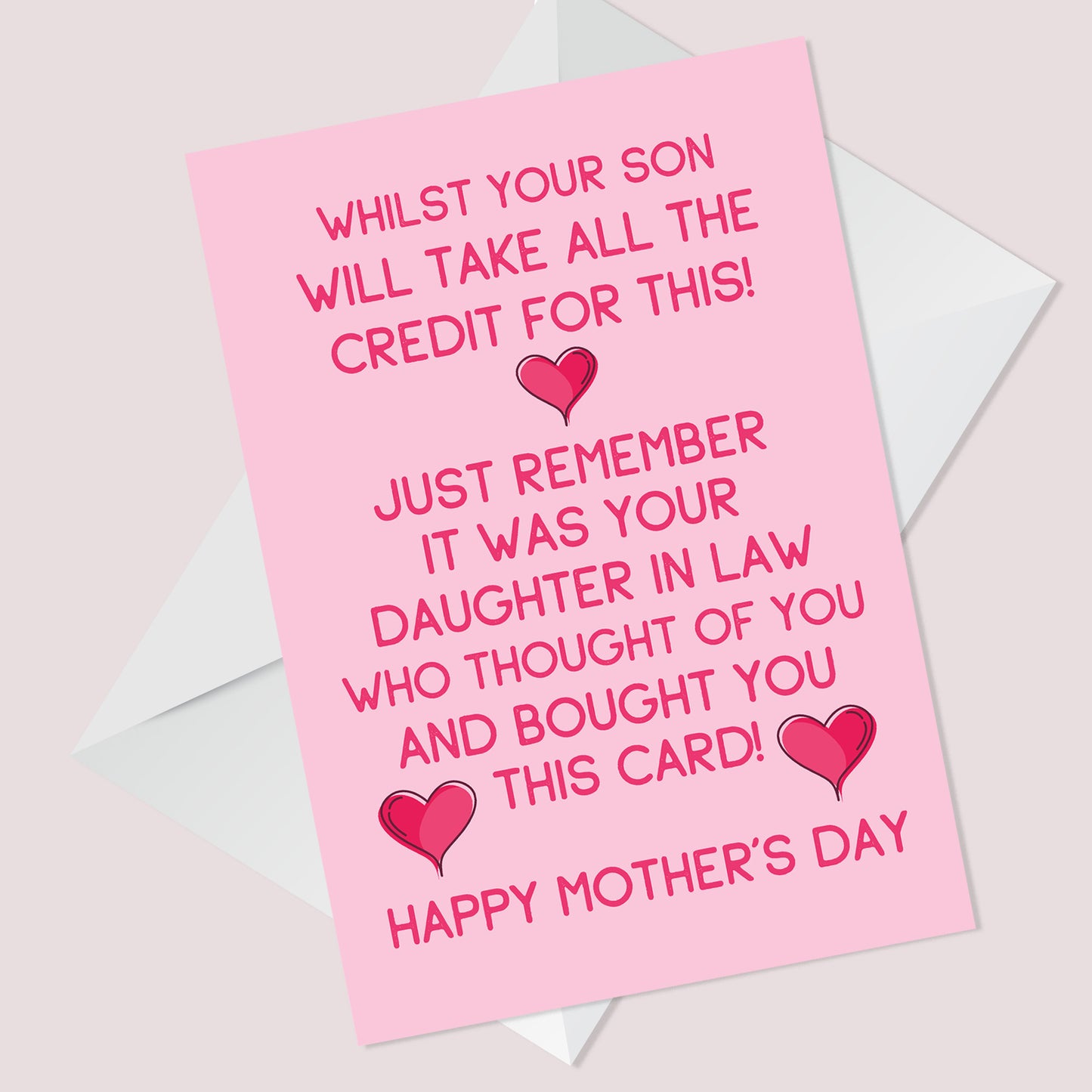 Funny Humour Mothers Day Card For Mother in Law From Daughter