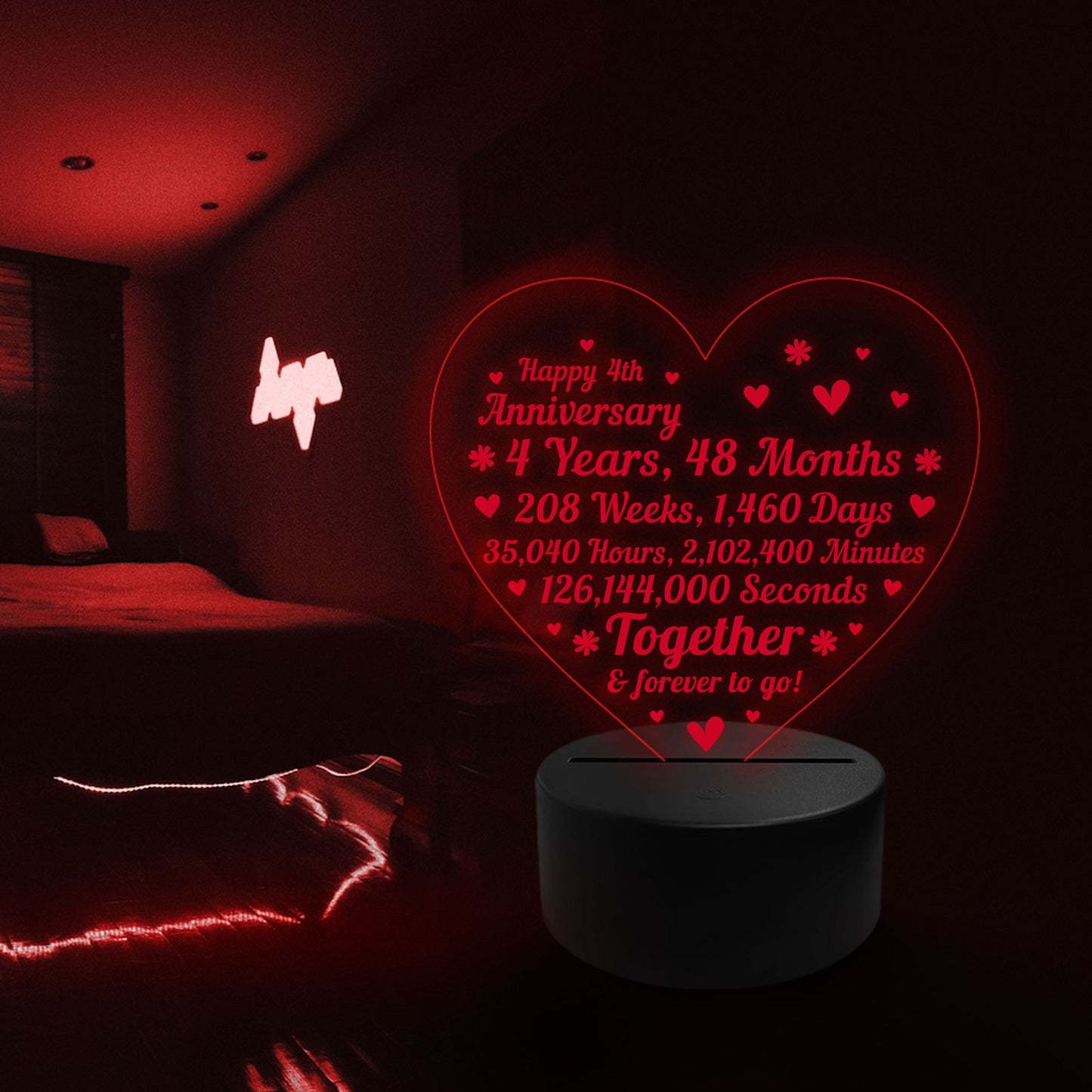 4th Wedding Anniversary Gifts for Her Him NEON LED Lamp
