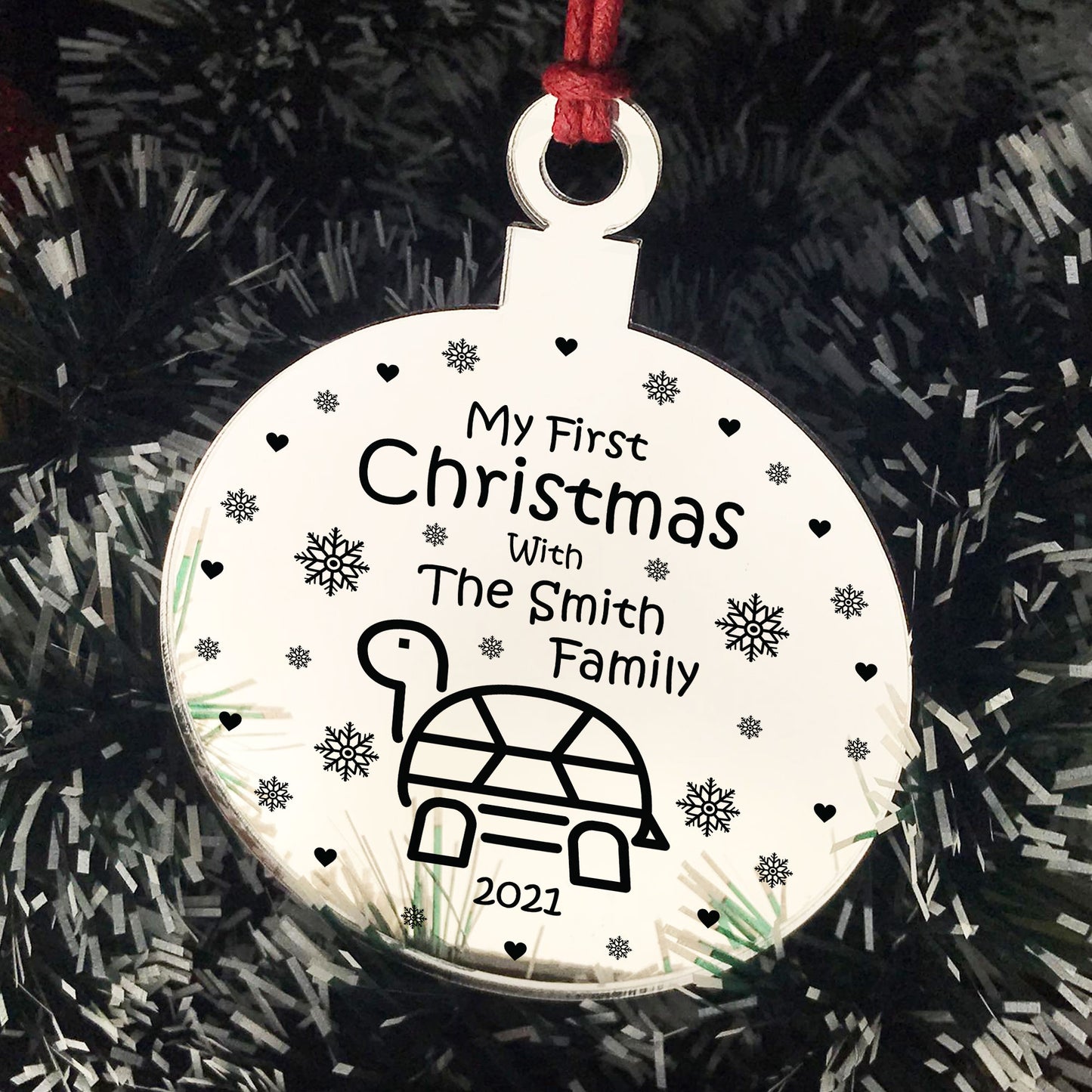 Personalised 1st Christmas With Tortoise Turtle Christmas Bauble