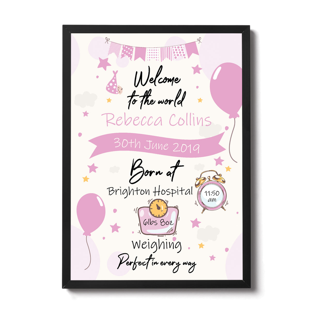 Newborn Baby Gift Baby Girl Christening Gift Baby Nursery Print