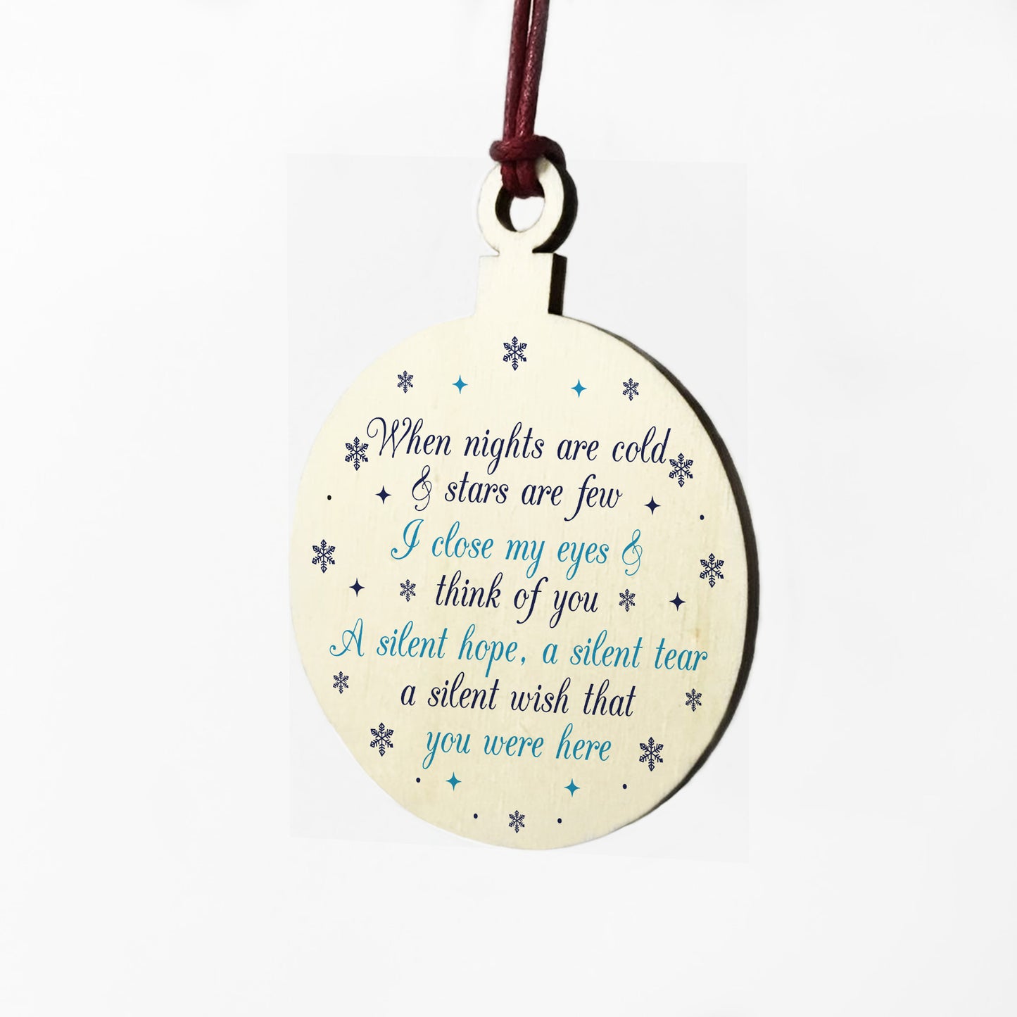 Memorial Plaque For Mum Dad Nan At Christmas Wood Bauble