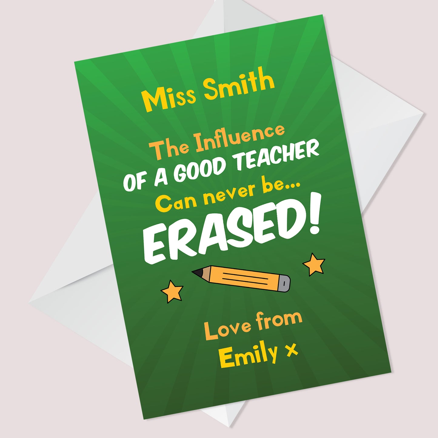 Personalised Teacher Card Thank You From Student Leaving Goodbye