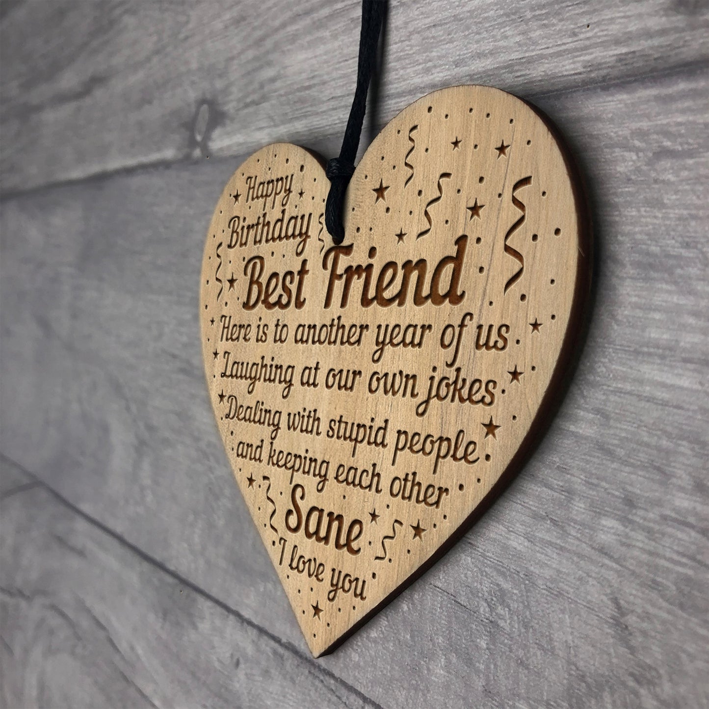 Birthday Gift For Best Friend Engraved Heart Friendship Sign