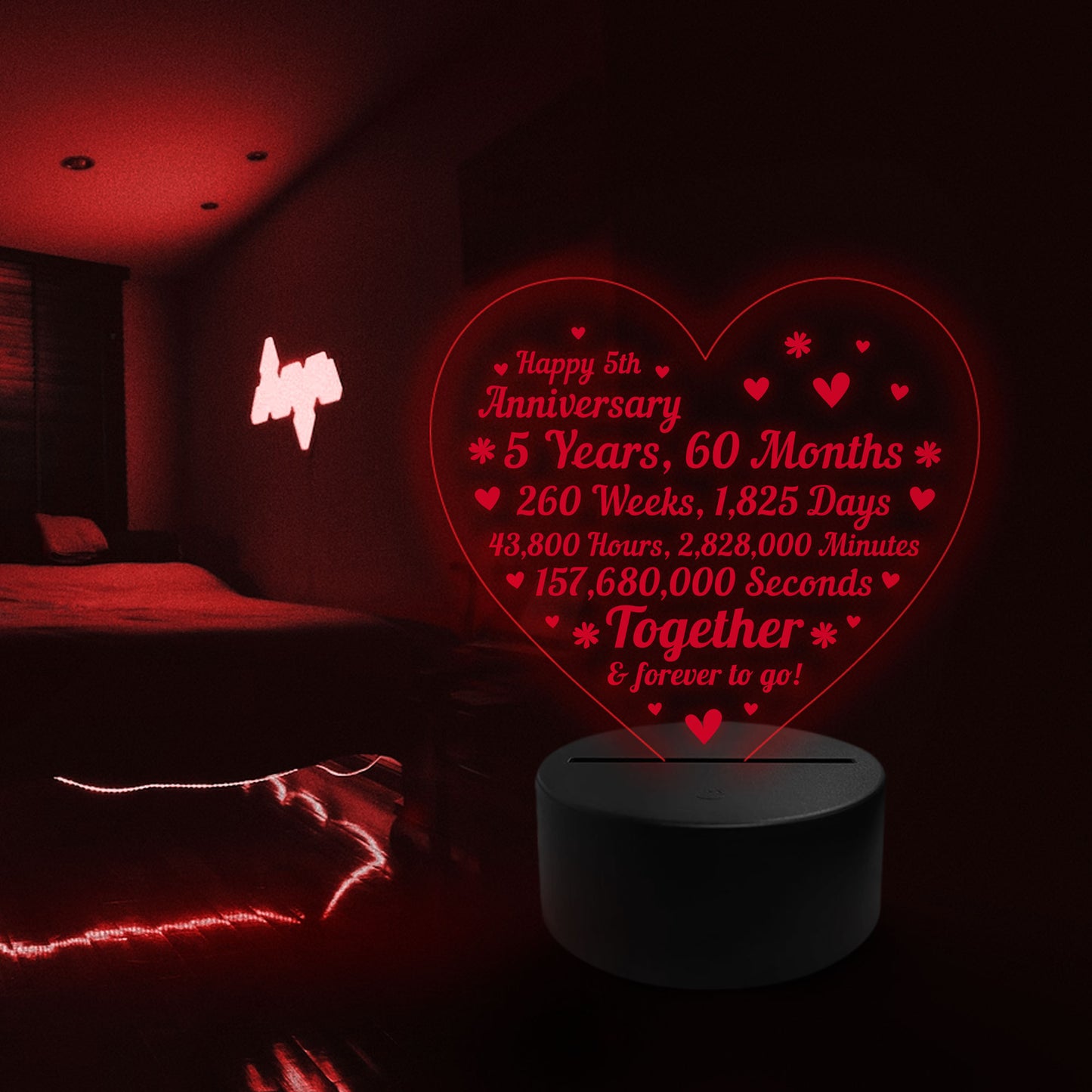 5th Wedding Anniversary Gifts for Her Him NEON LED Lamp