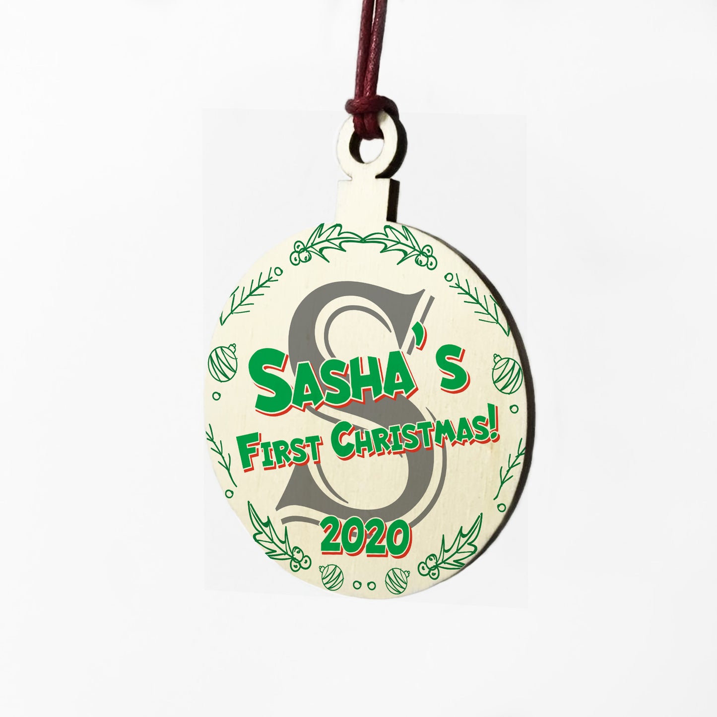 PERSONALISED First Christmas Bauble Initial Christmas Decoration