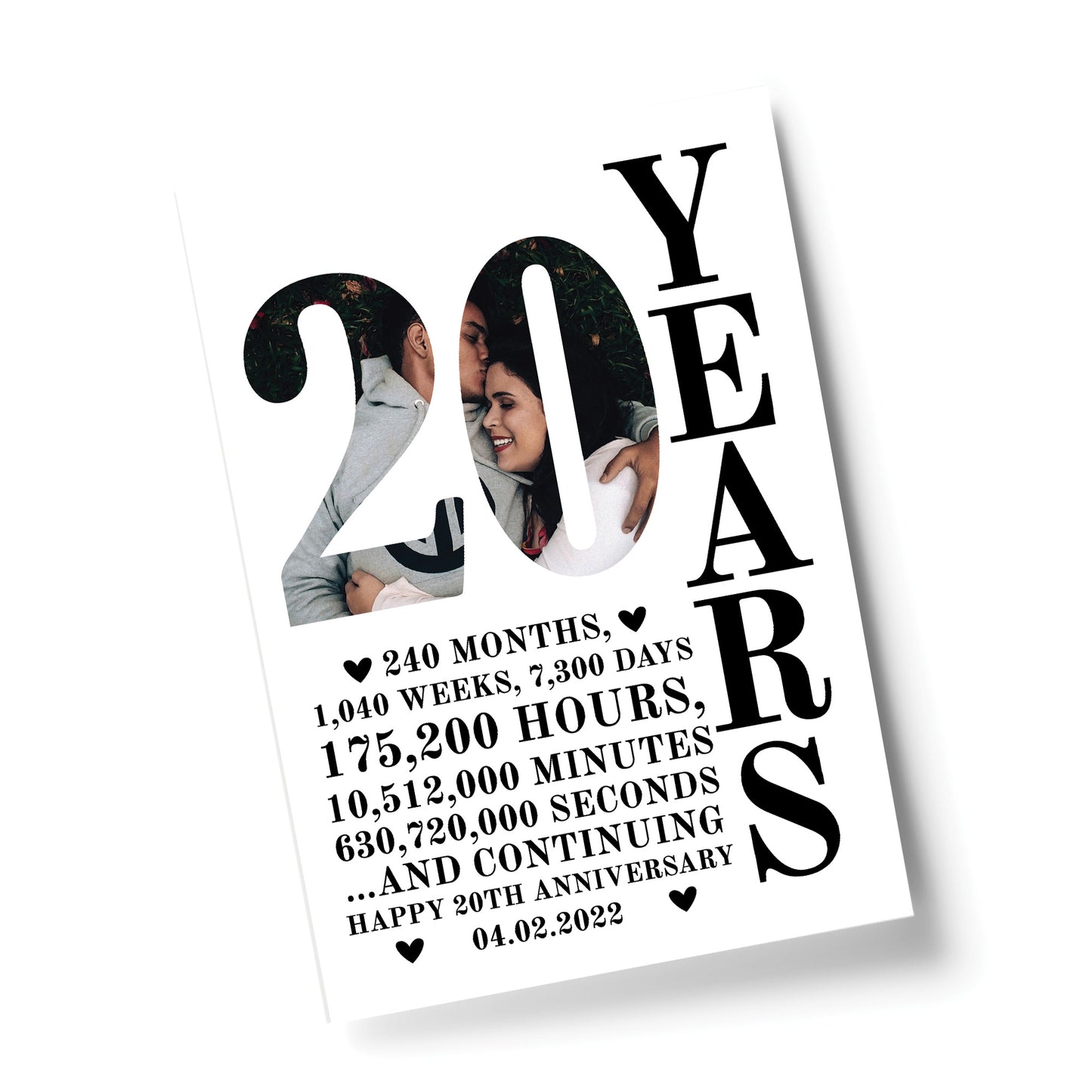 20th Anniversary Gift Print Personalised Photo Husband Wife