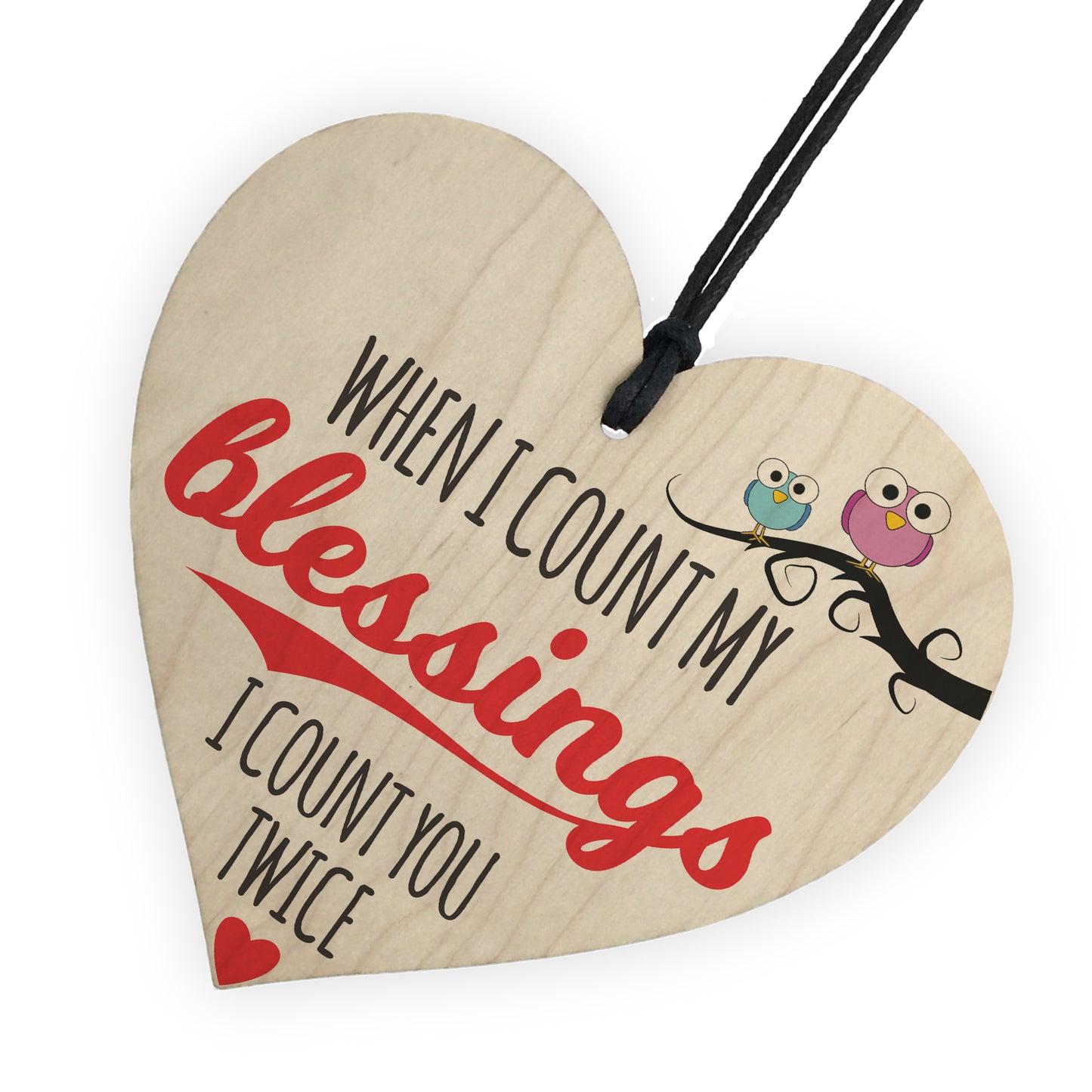 Blessings Count You Twice Wooden Hanging Heart Plaque