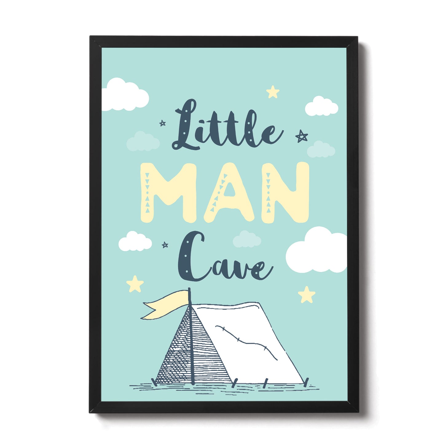 Little Man Cave Blue Nursery Framed Prints / Boys Bedroom Decor