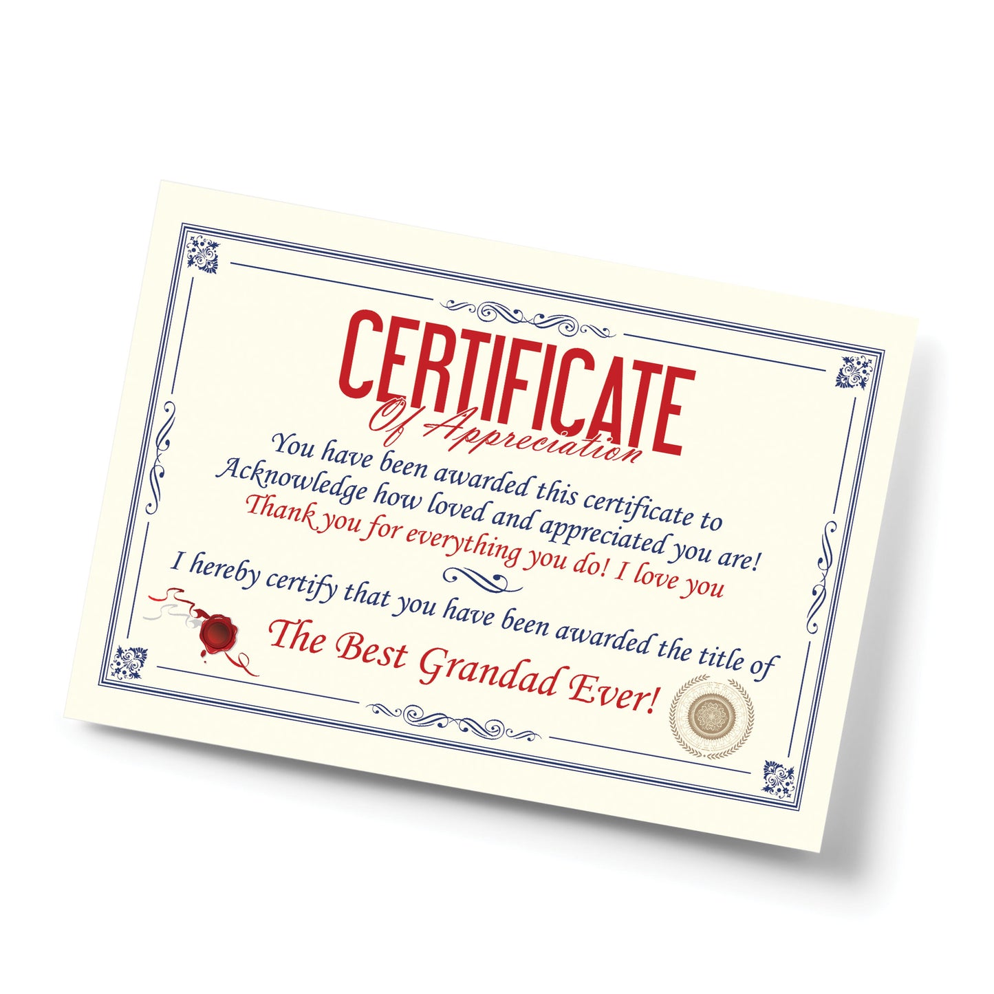 Funny Unusual Grandad Gift Certificate Fathers Day Birthday Gift