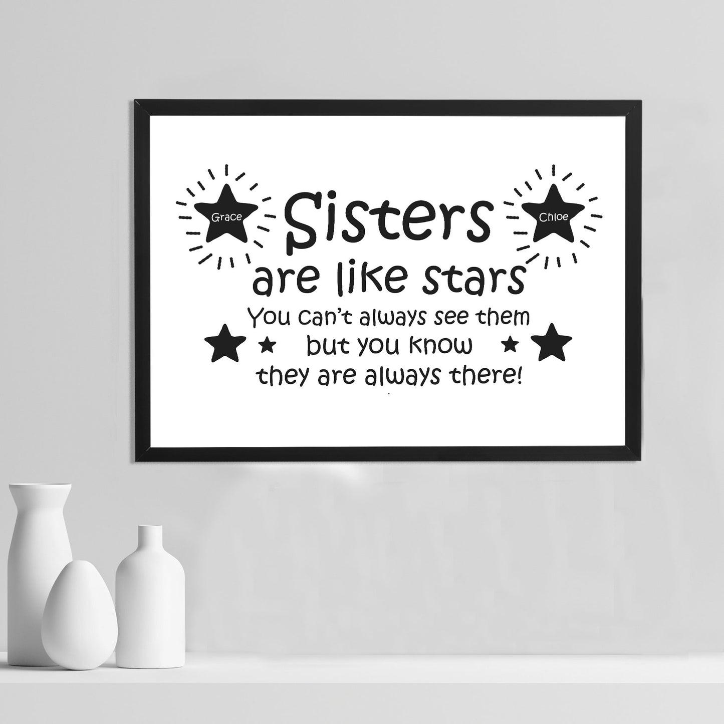 Sisters Are Like Stars Personalised Framed Print Sister Birthday