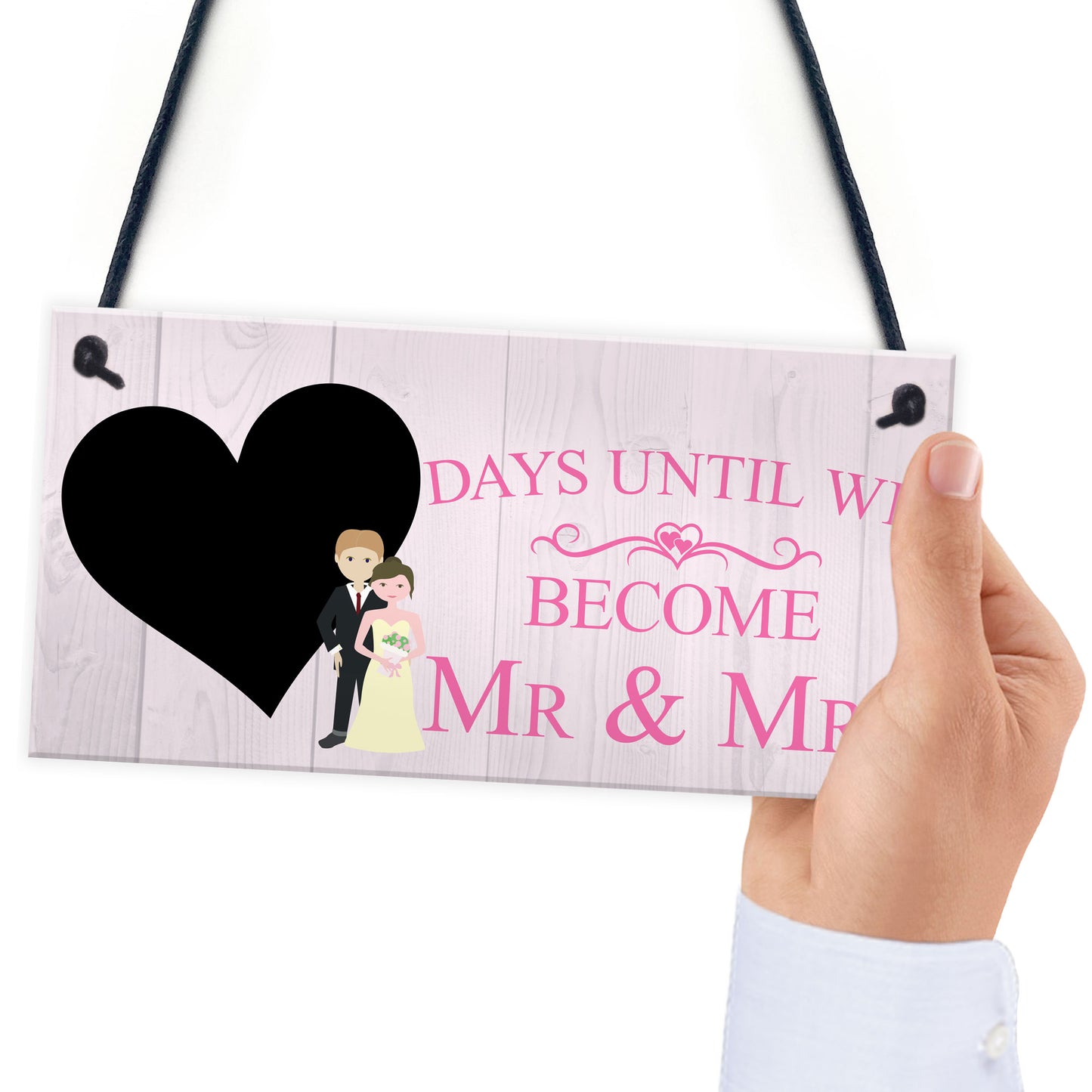 Countdown Days Unitl Mr & Mrs Couple Chalkboard Wedding Sign