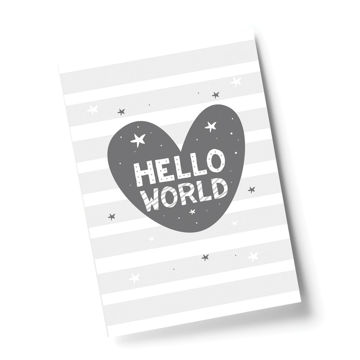 Grey Nursery Print Hello World New Baby Room Pictures Wall Art