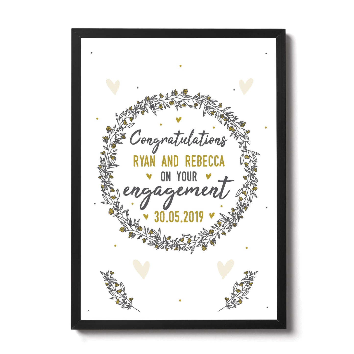 Personalised Engagement Gifts Congratulations Gift Framed Print