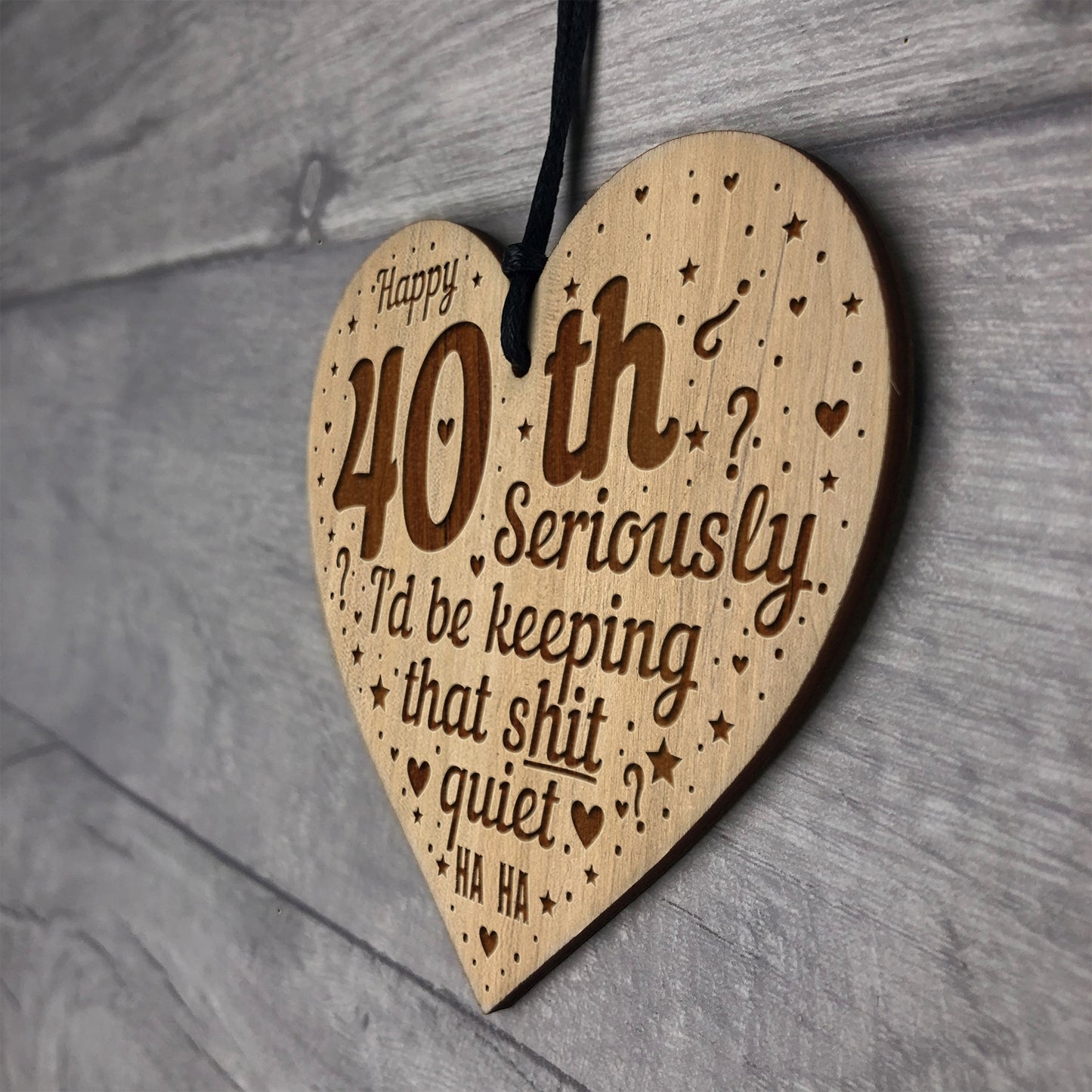 Funny 40th Birthday Card Engraved Heart 40th Birthday Gifts