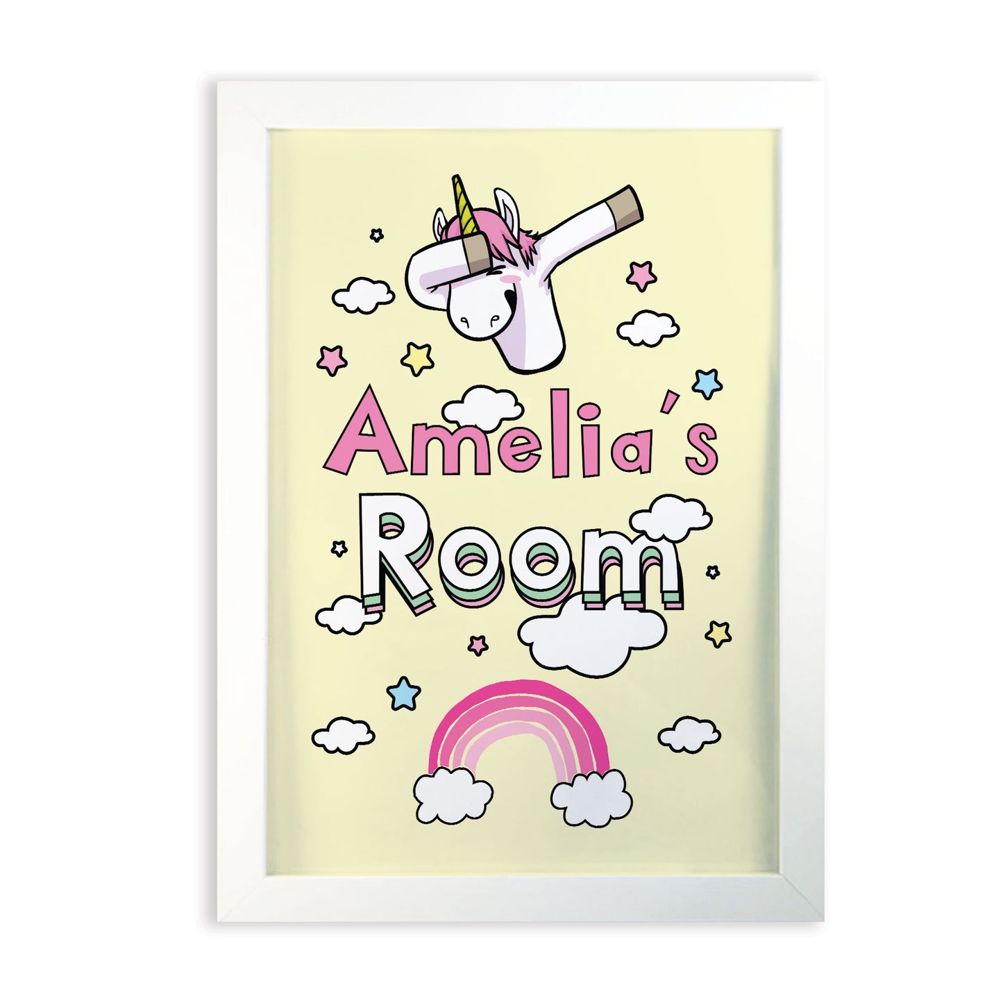 Unicorn Bedroom Sign Personalised A4 Frame Birthday Christmas