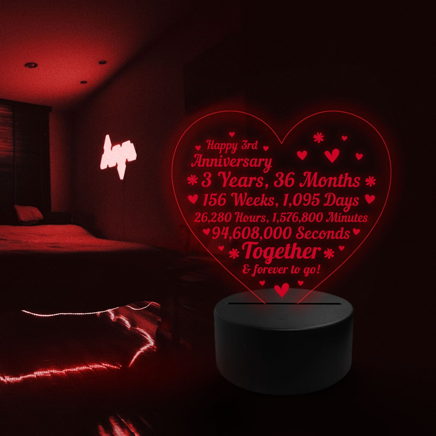 3rd Wedding Anniversary Gifts for Her Him NEON LED Lamp Night