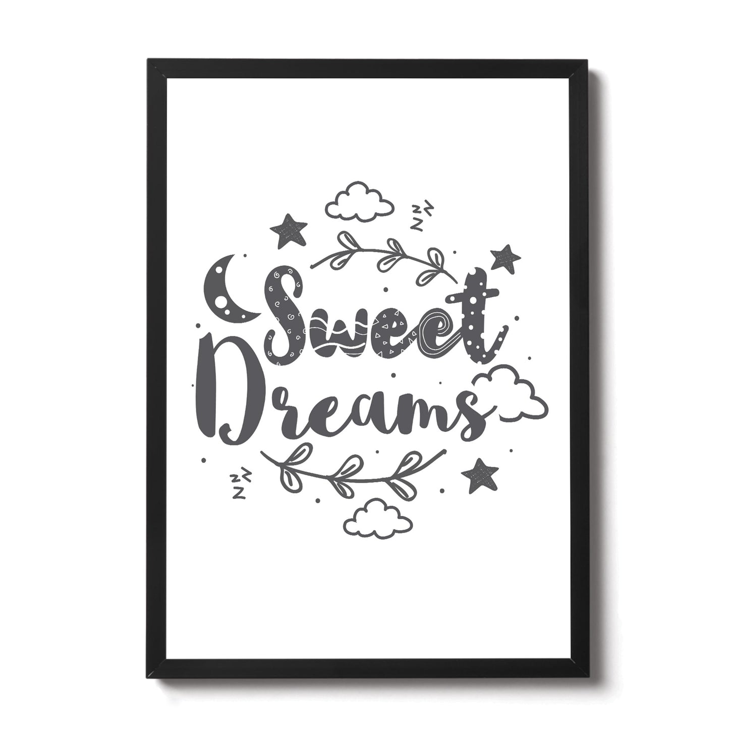 Sweet Dreams White Grey Nursery Framed Prints / Nursery Wall Art