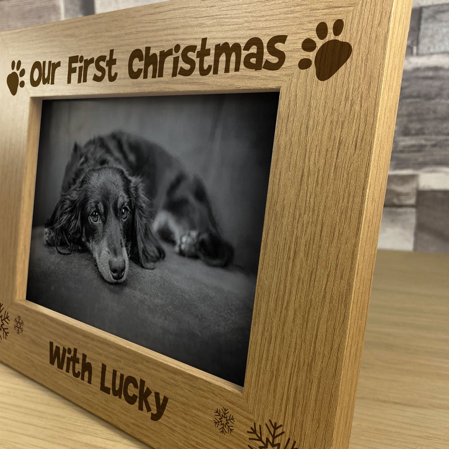 Our First Christmas Wooden Frame Pet Gift New Dog Gift Family