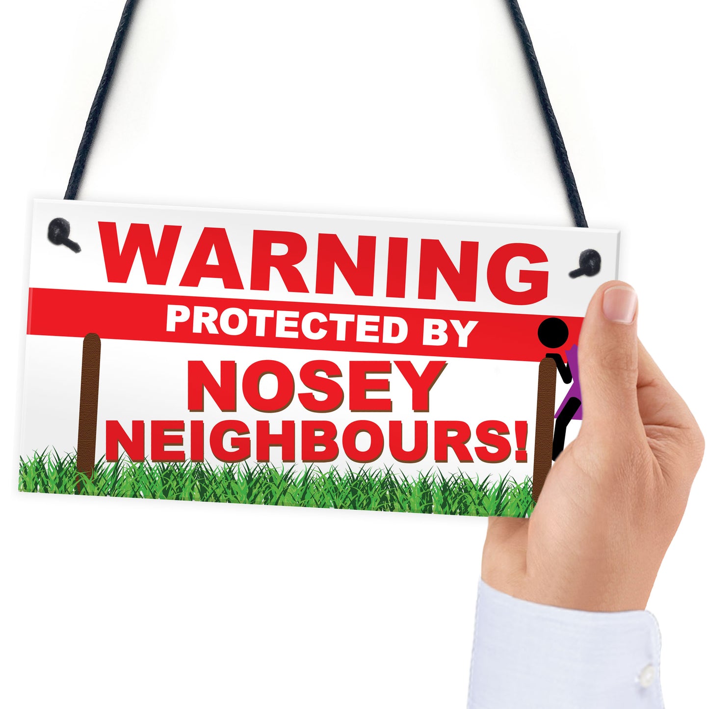 Warning Nosey Neighbours Funny Beware Street Hanging Plaque