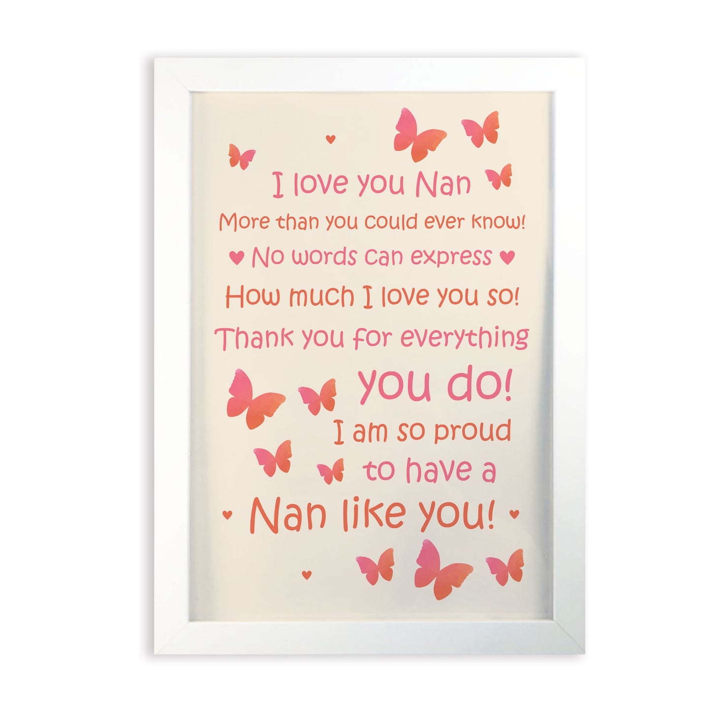 Nan Gift Home Plaque Grandparent Print Framed Keepsake THANK YOU