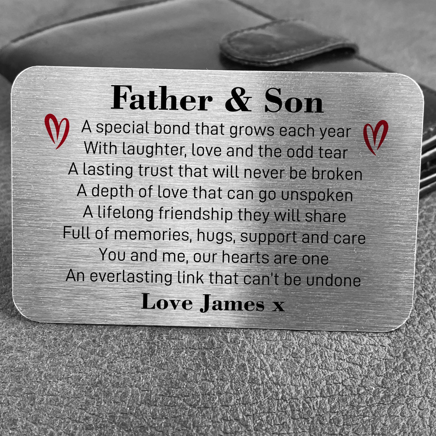 Father & Son Dad Metal Wallet Card Keepsake From Son