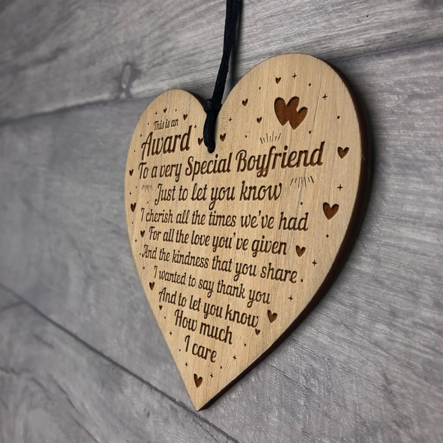 Boyfriend Gift Ideas AWARD Engraved Heart Birthday Christmas