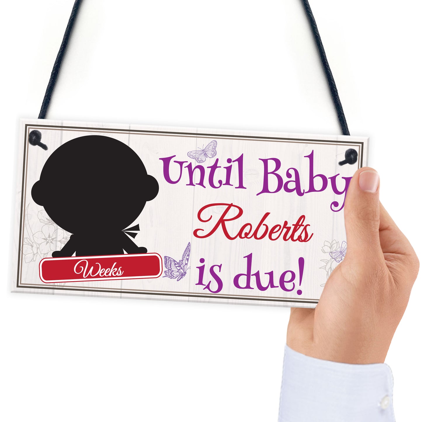 Personalised Chalkboard Countdown Baby Pregnancy Hanging Plaque