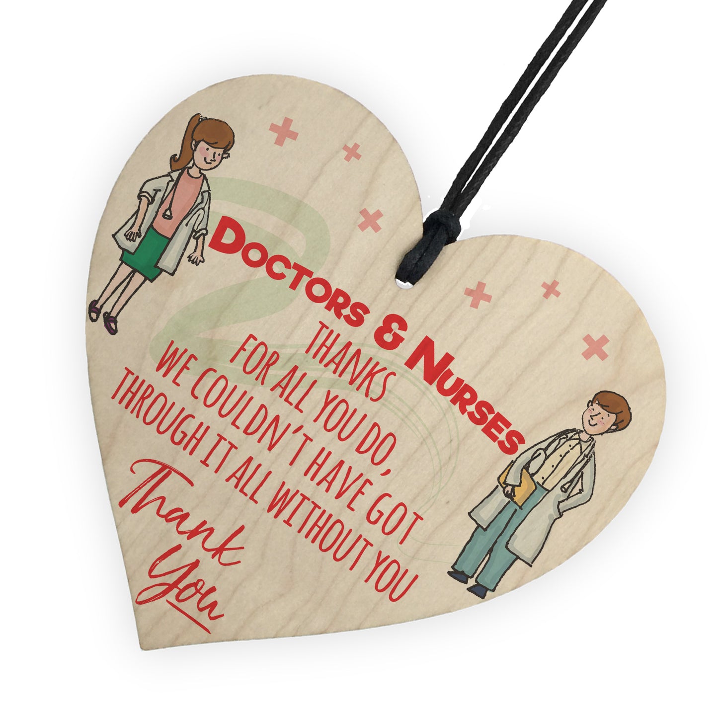 Doctors And Nurses Thank You Wooden Hanging Heart Gift Sign