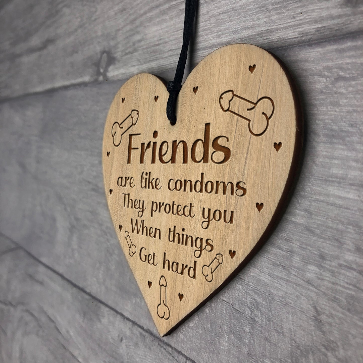 Funny Rude Friendship Plaque Wood Heart Birthday Christmas Gift