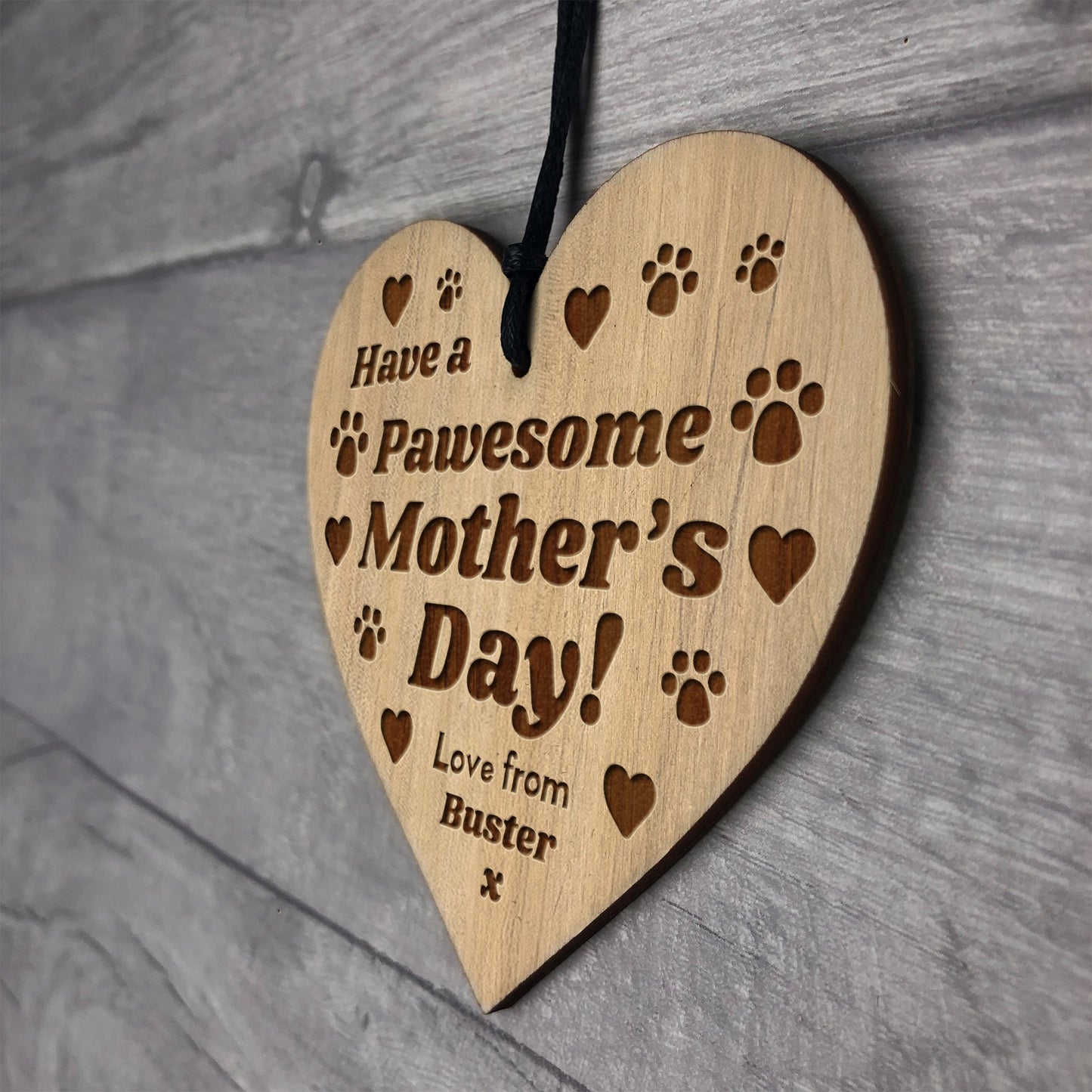 PAWESOME Mothers Day Gift From Dog Personalised Engraved Heart