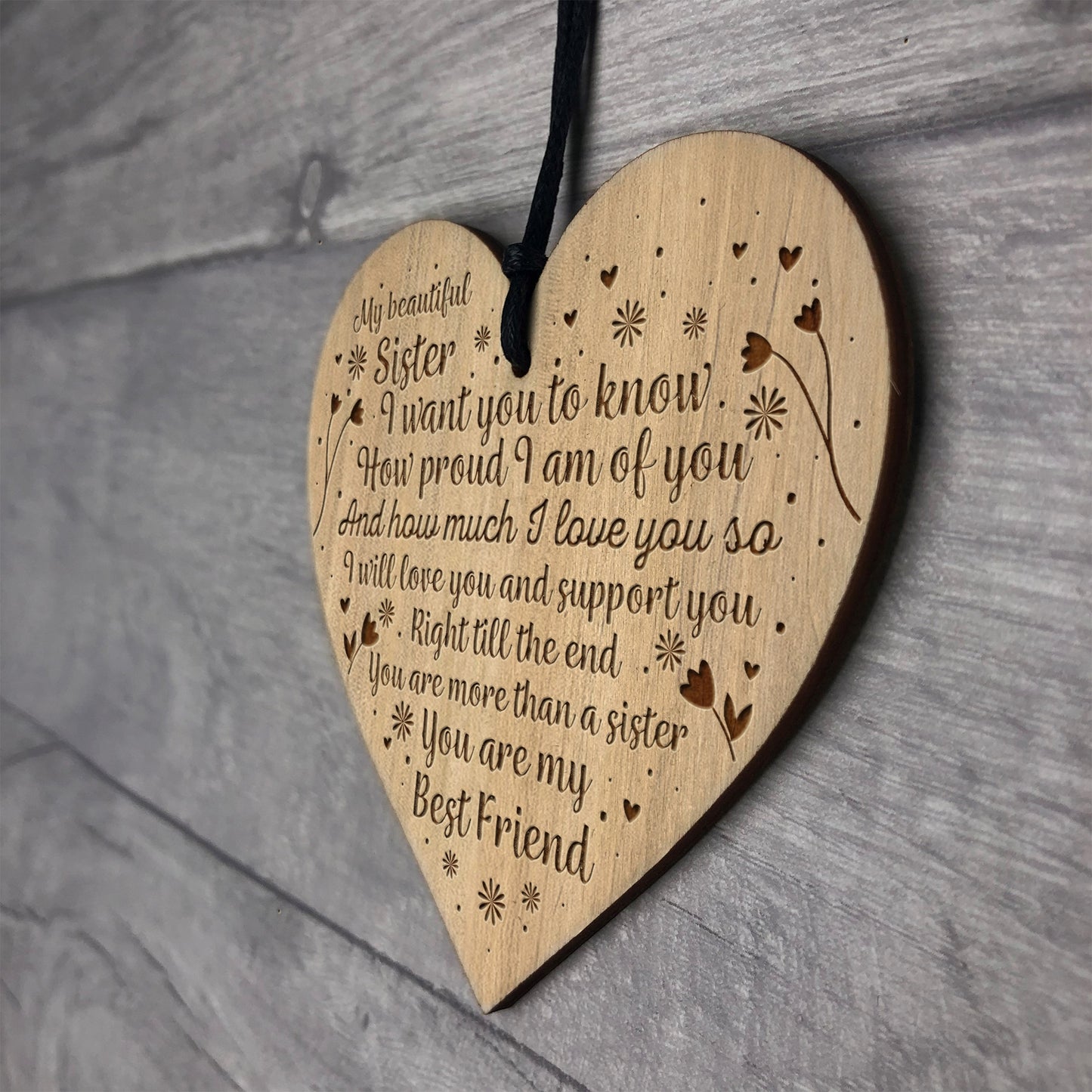 Gift For SISTER Engraved Heart Birthday Christmas Gift