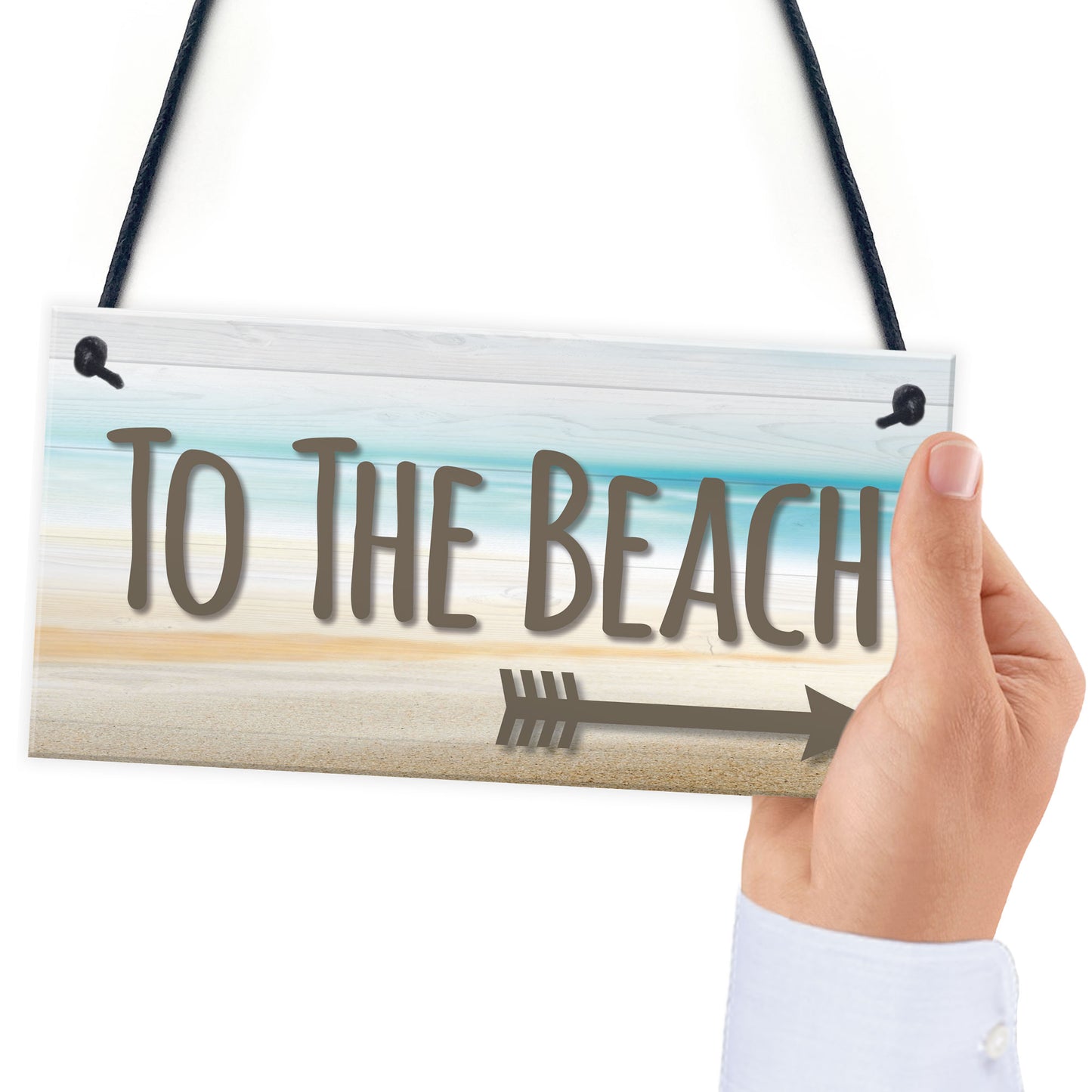 To The Beach Arrow Nautical Seaside Marine Theme Hanging Plaque