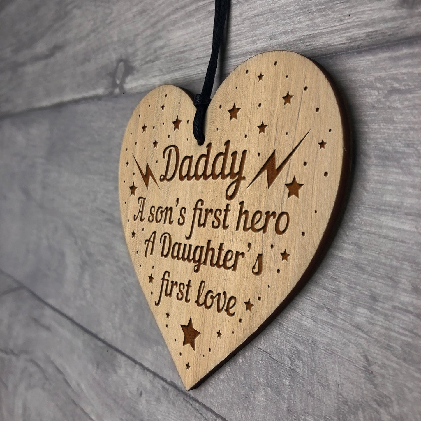 Daddy Gift From Son Engraved Heart Daddy Gift From Daughter