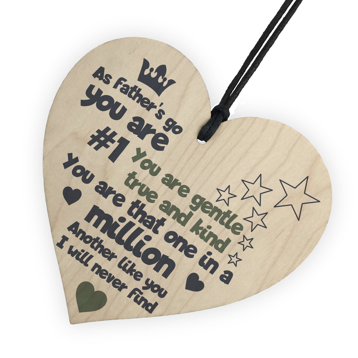 One In A Million Fathers Day Wooden Hanging Wall Heart Sign Gift