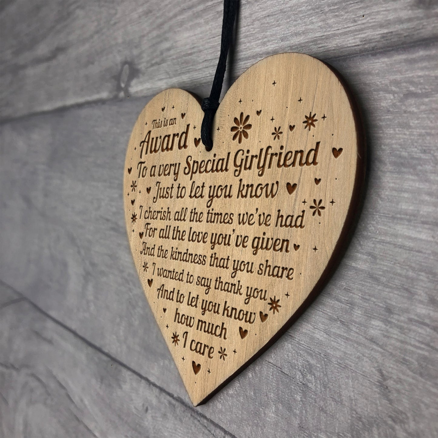 Girlfriend Gift Ideas AWARD Engraved Heart Birthday Christmas