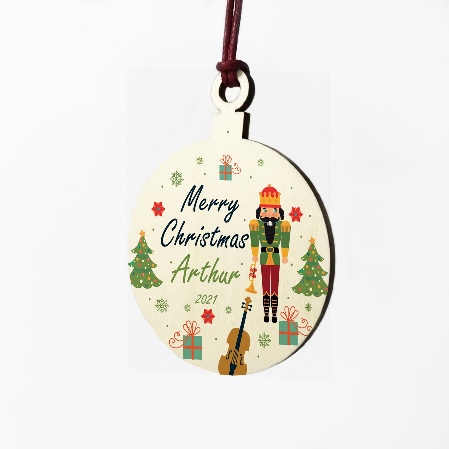 New Baby Gift Wooden Bauble Hanging Tree Decoration Son Gift