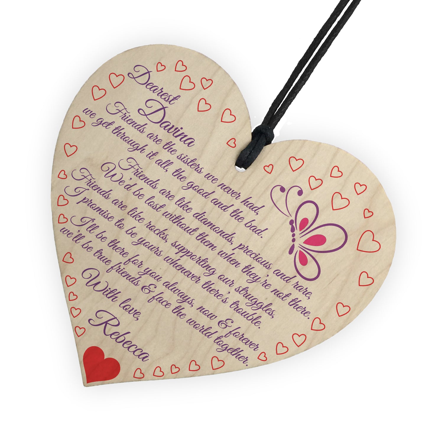 Personalised Friends Are The Sisters Wooden Hanging Heart