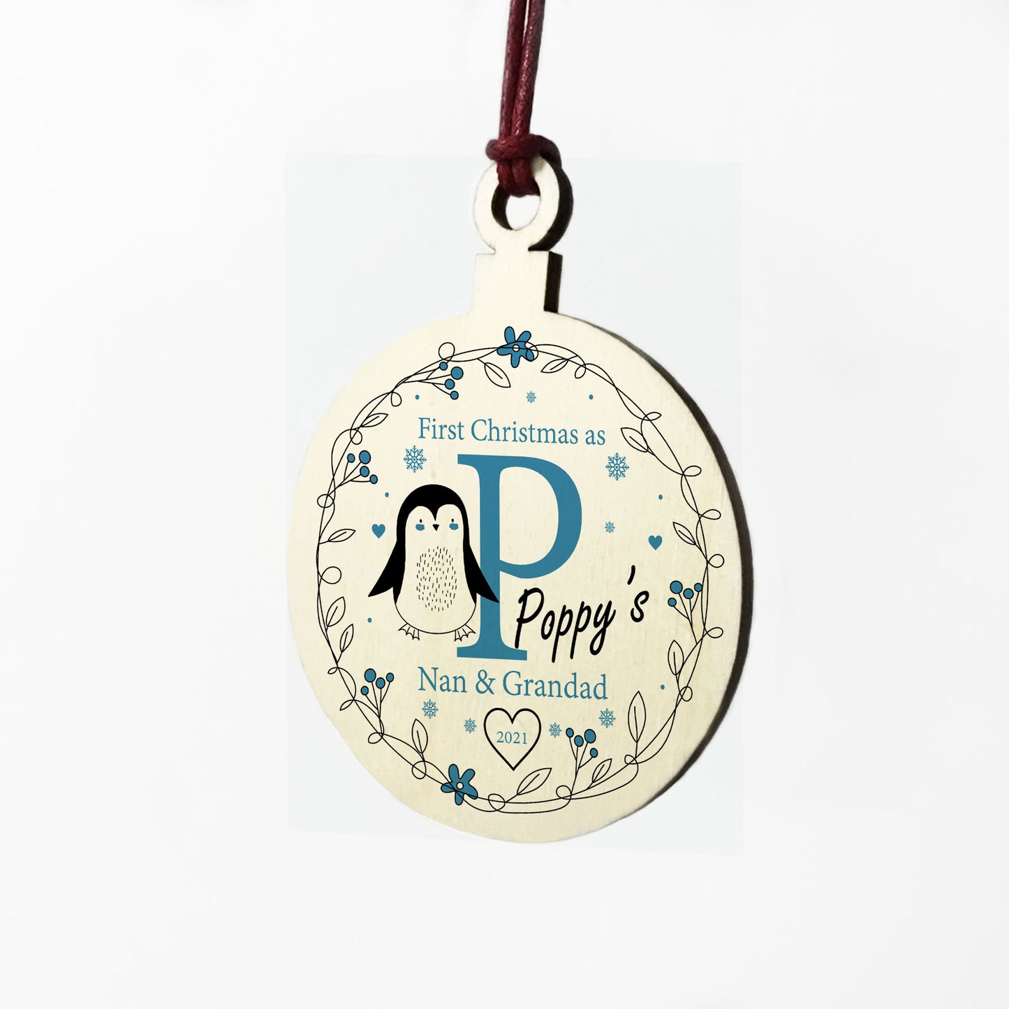 First Christmas As Nan And Grandad Personalised Christmas Bauble